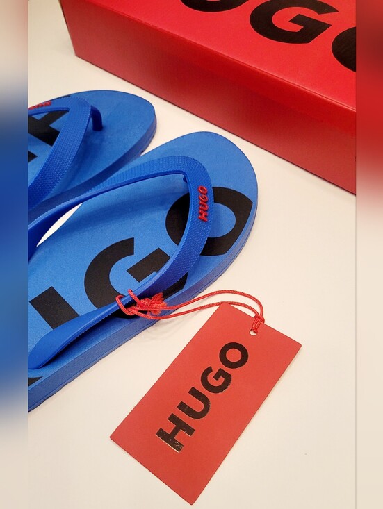 ??HUGO Blue Flip Flops✨️ with Black Logo?? main image 13